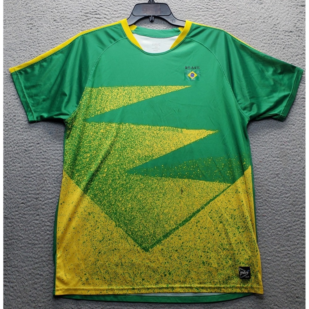 Mitre Brazil Brasil Jersey Mens XL‎ Multi Abstract Paint Splatter Graphic Soccer